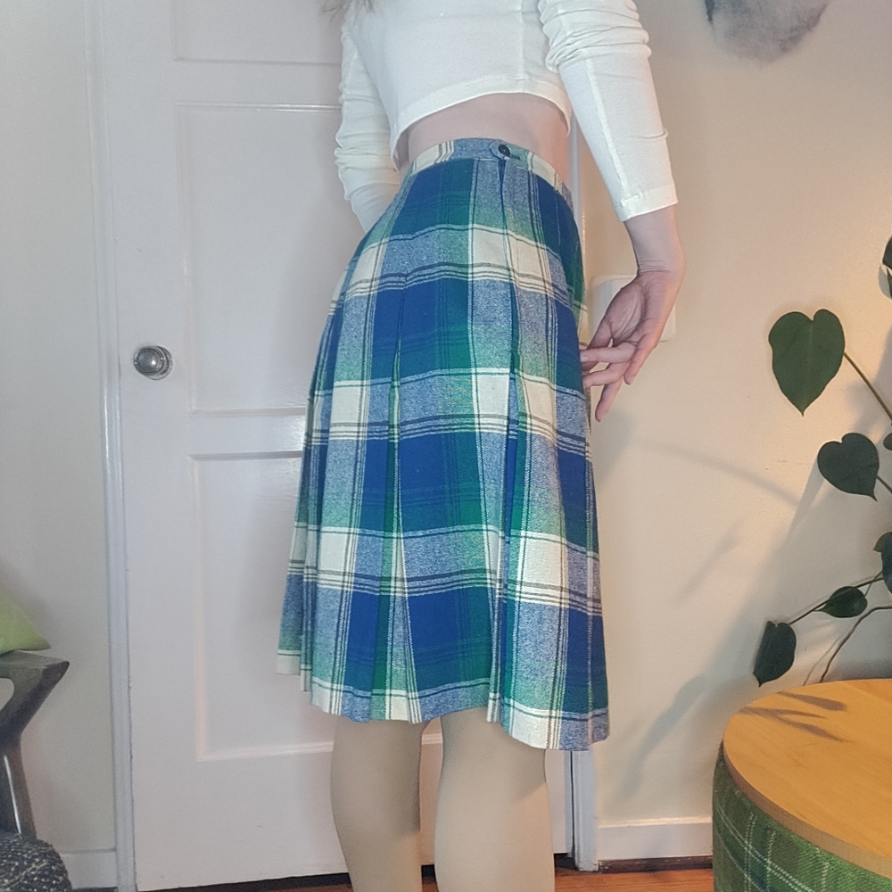 Vintage Wool Plaid Skirt - Picture 2 of 5